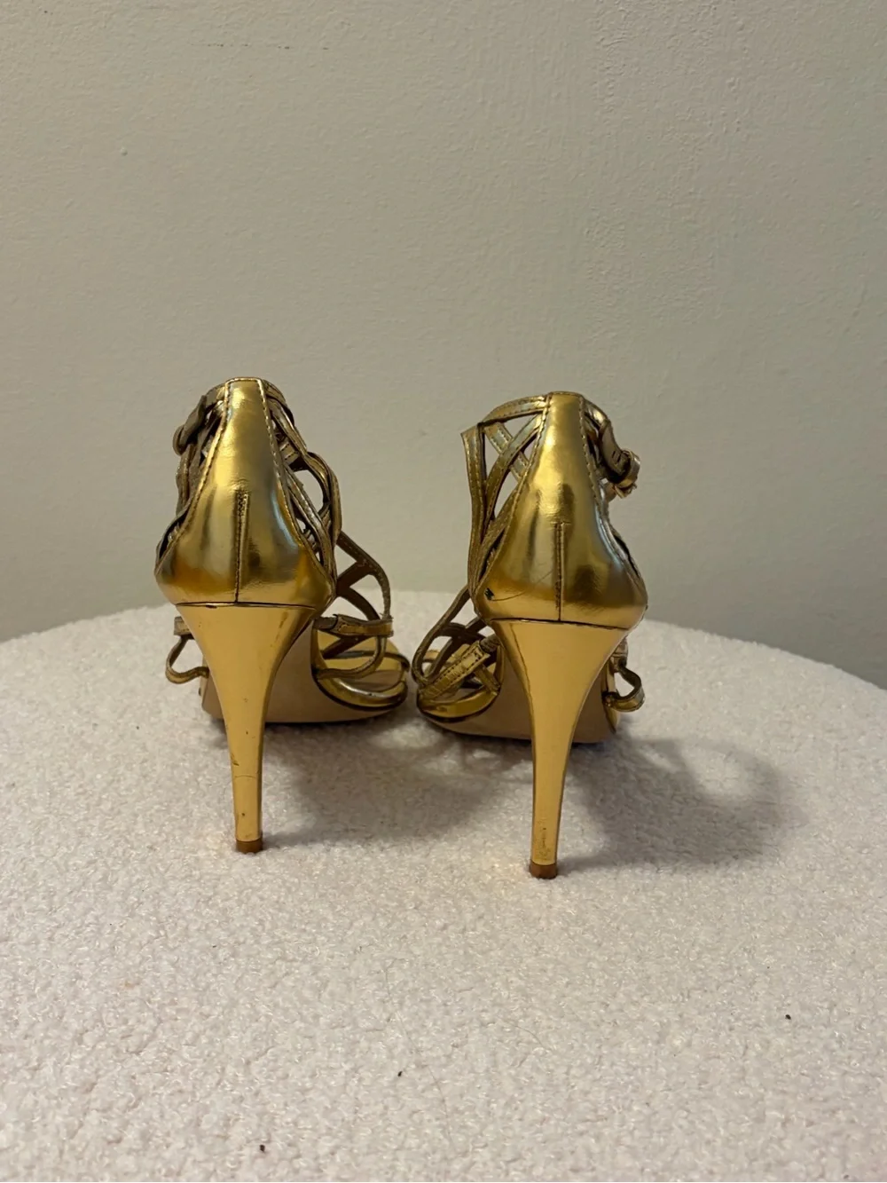 Tory Burch Metallic Gold Strappy Heeled Sandals